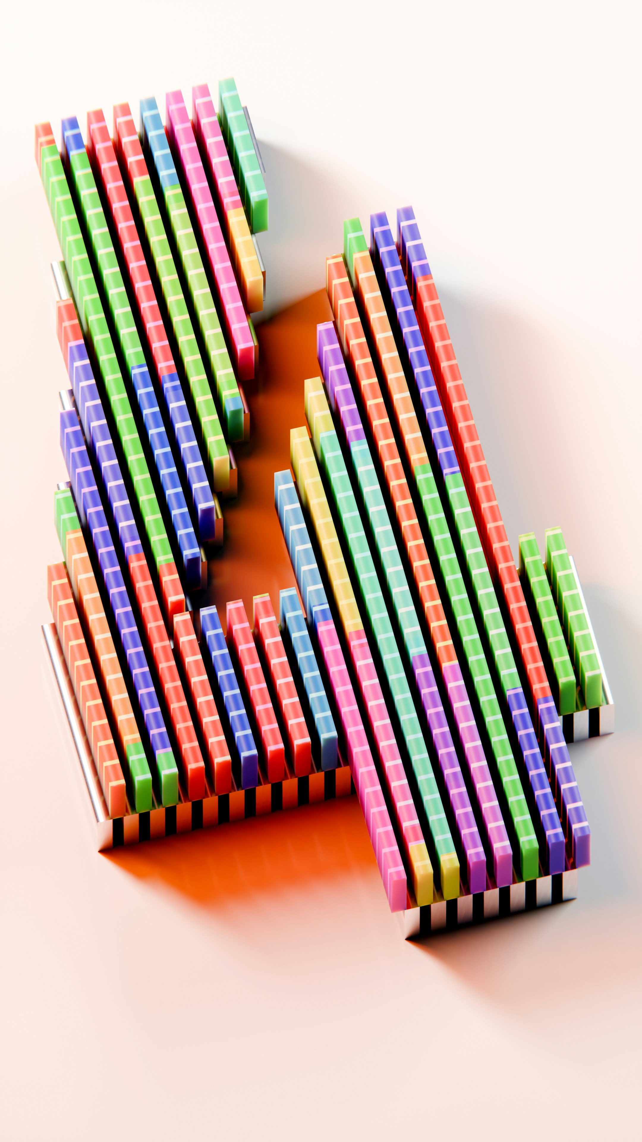 A group of multicolored dominos sitting on top of each other