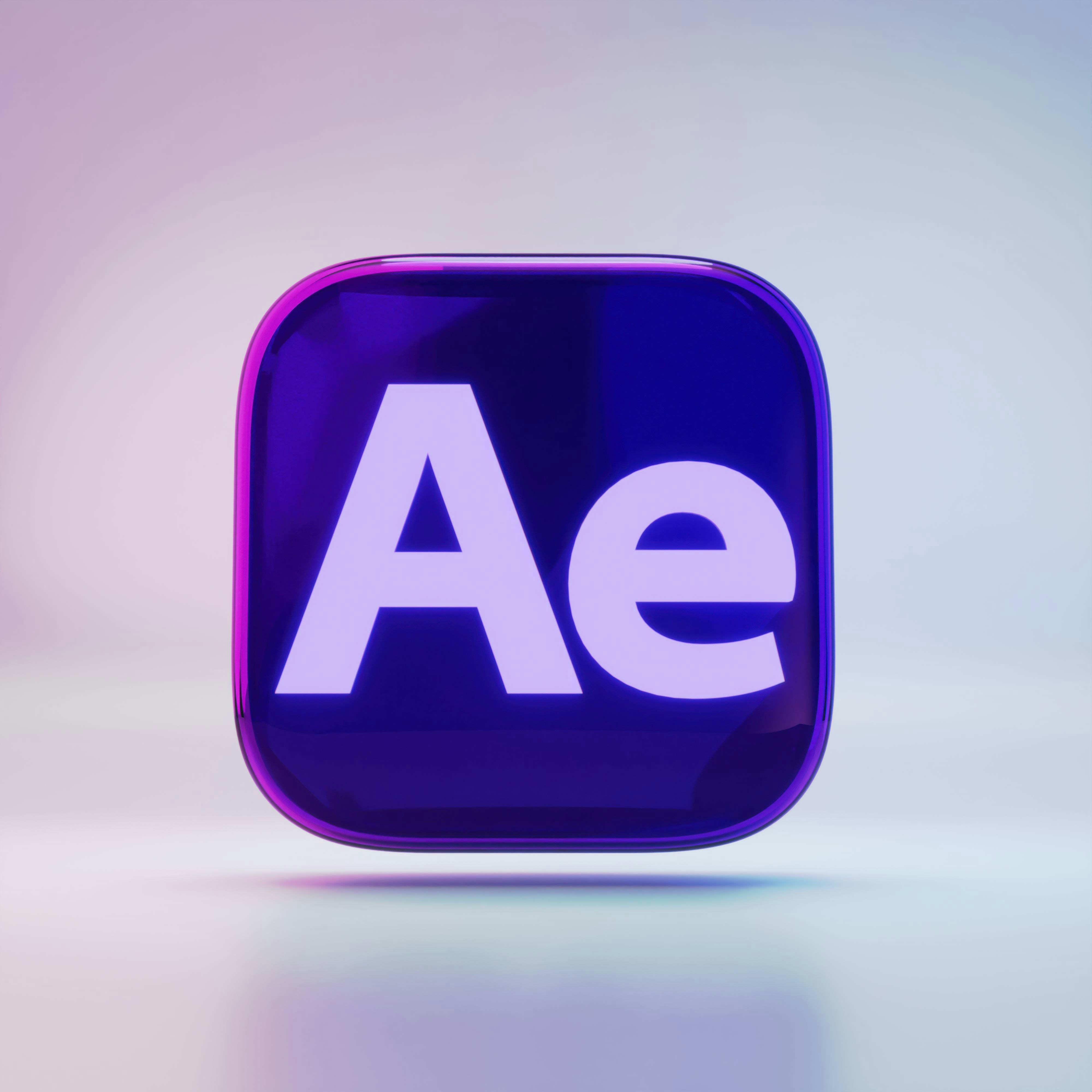 A purple square button with the word ae on it