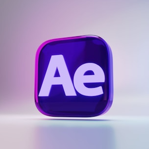 A purple square button with the word ae on it