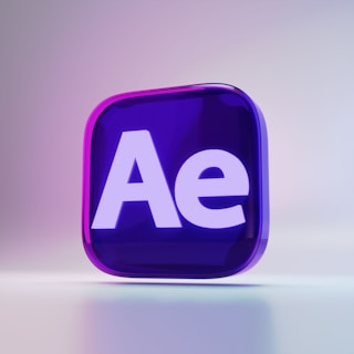 A purple square button with the word ae on it
