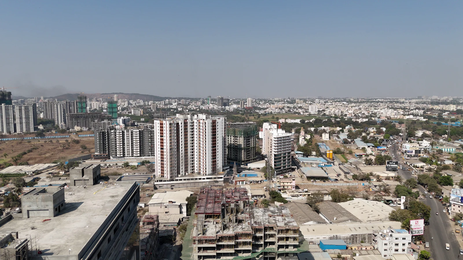 Aerial drone view of Wakad, Tathawade and Ravet in Pune