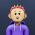 A cartoon character wearing a purple shirt and a red headband