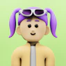 A man with a tie and sunglasses on his head