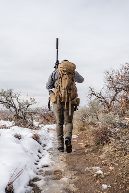 Hunting rifle with scope on a shooting rest outdoors