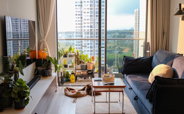 A living room filled with furniture and a flat screen TV