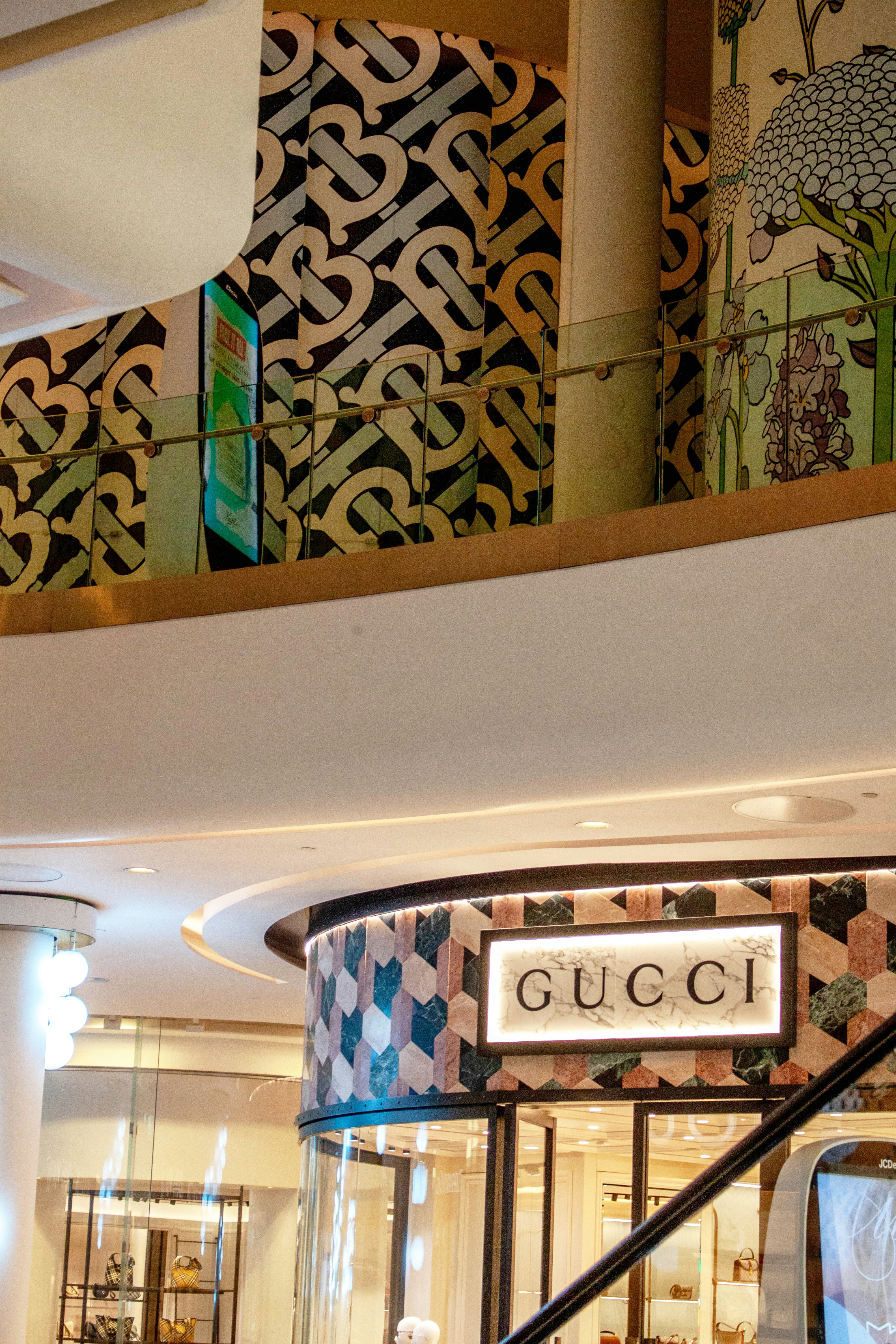 A gucci store in a shopping mall