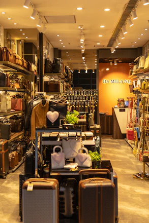 A store filled with lots of luggage and furniture