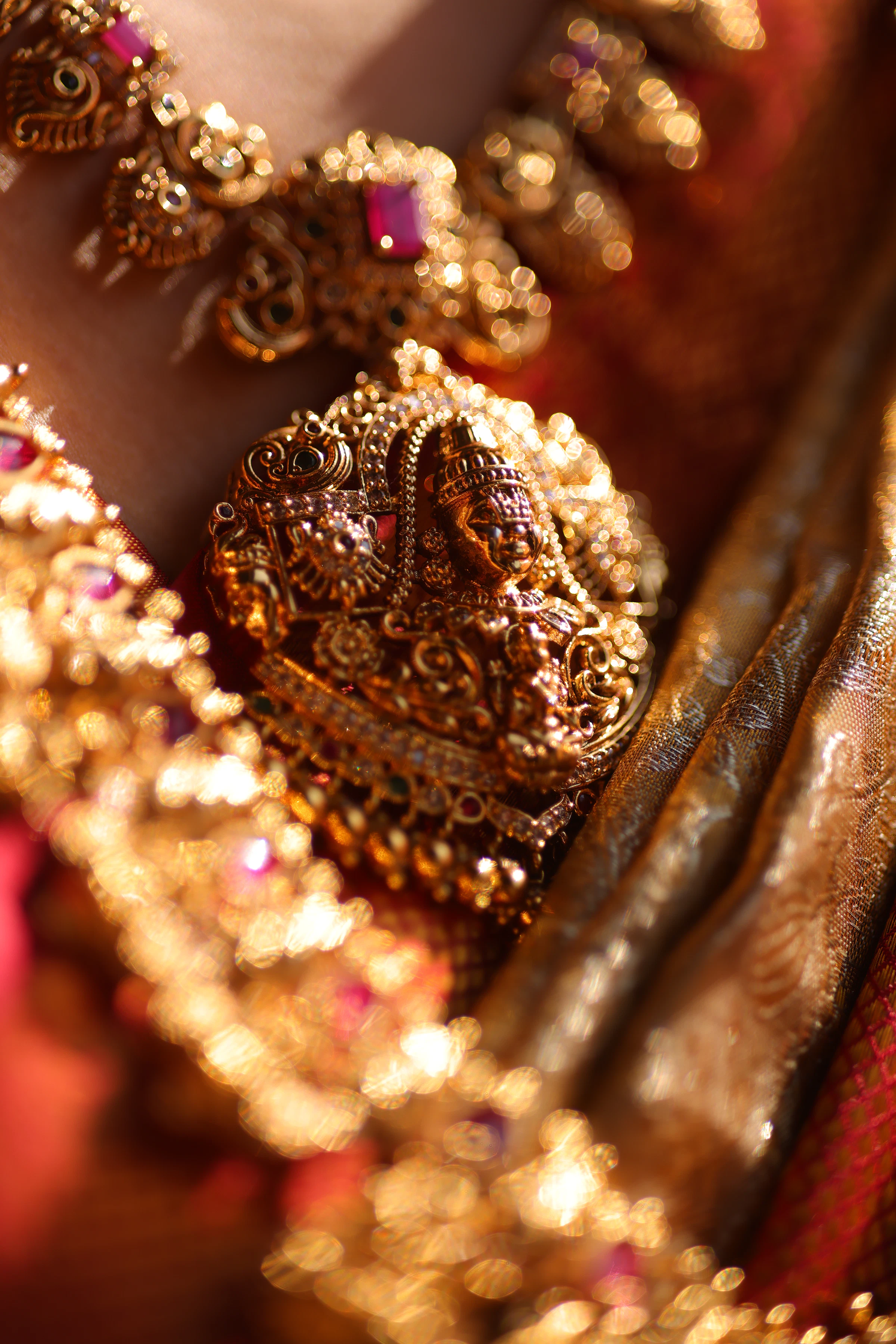 Close-up of ornate gold jewellery