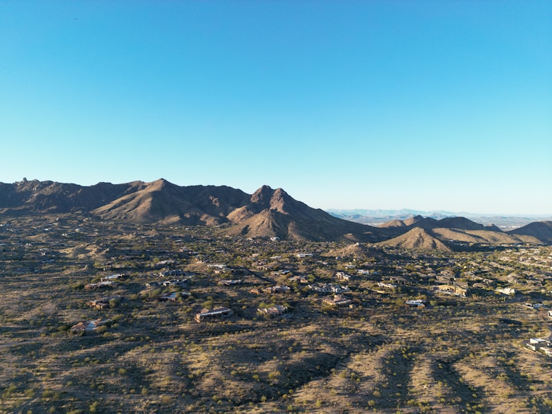 Aerial view of Apache Junction desert community where our plumbing team operates