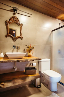 A bathroom with a sink, toilet, and shower