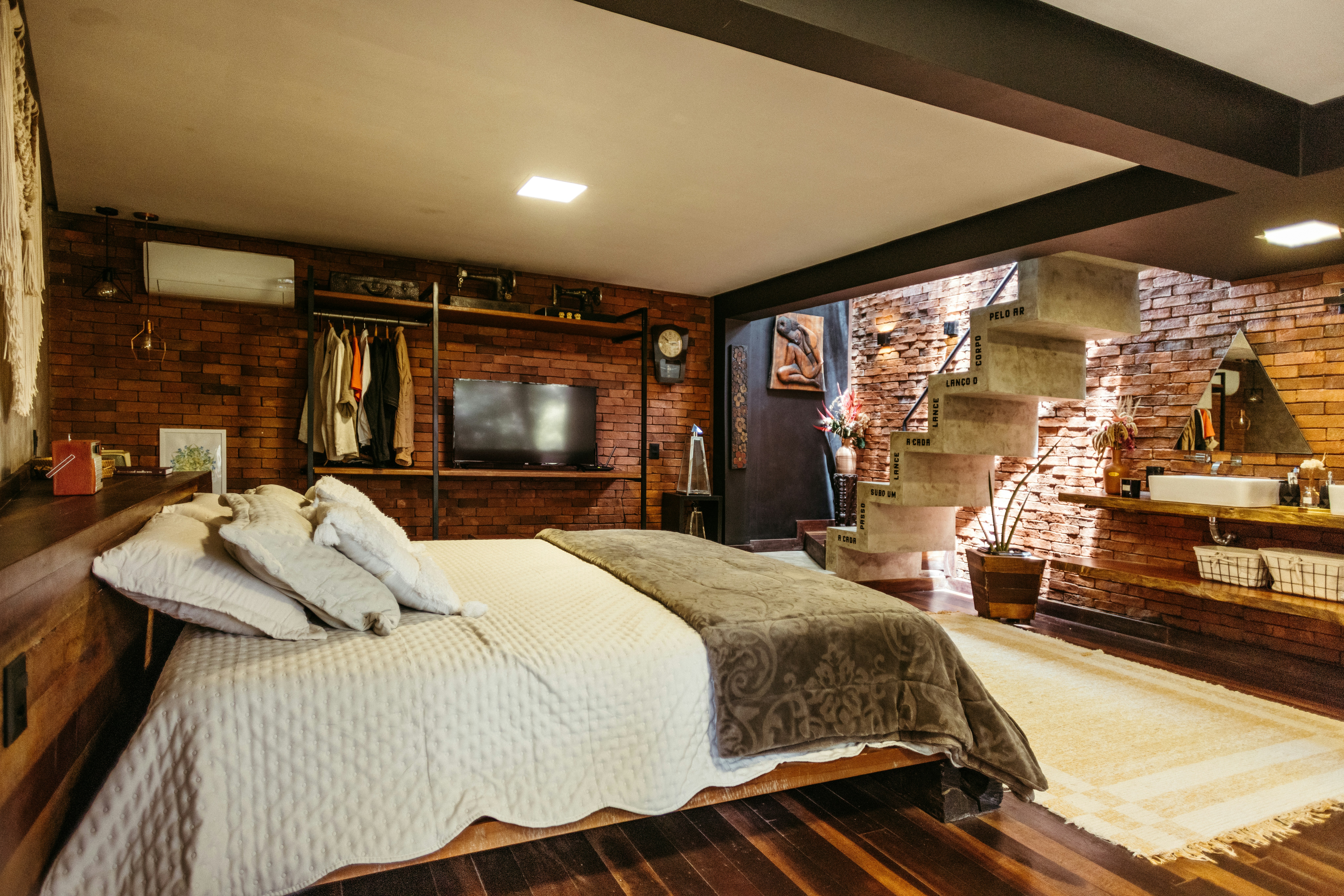 Bedroom with fireplace