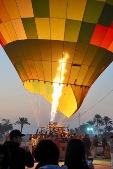 Group of tourist at sunrise during Hot Air Balloon activity in Marrakech