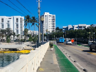 A view of a city street from across the street