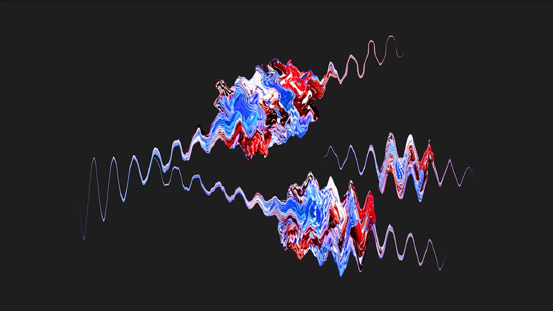 A picture of a black background with a red, white and blue wave, Squiggle | Blender 3D