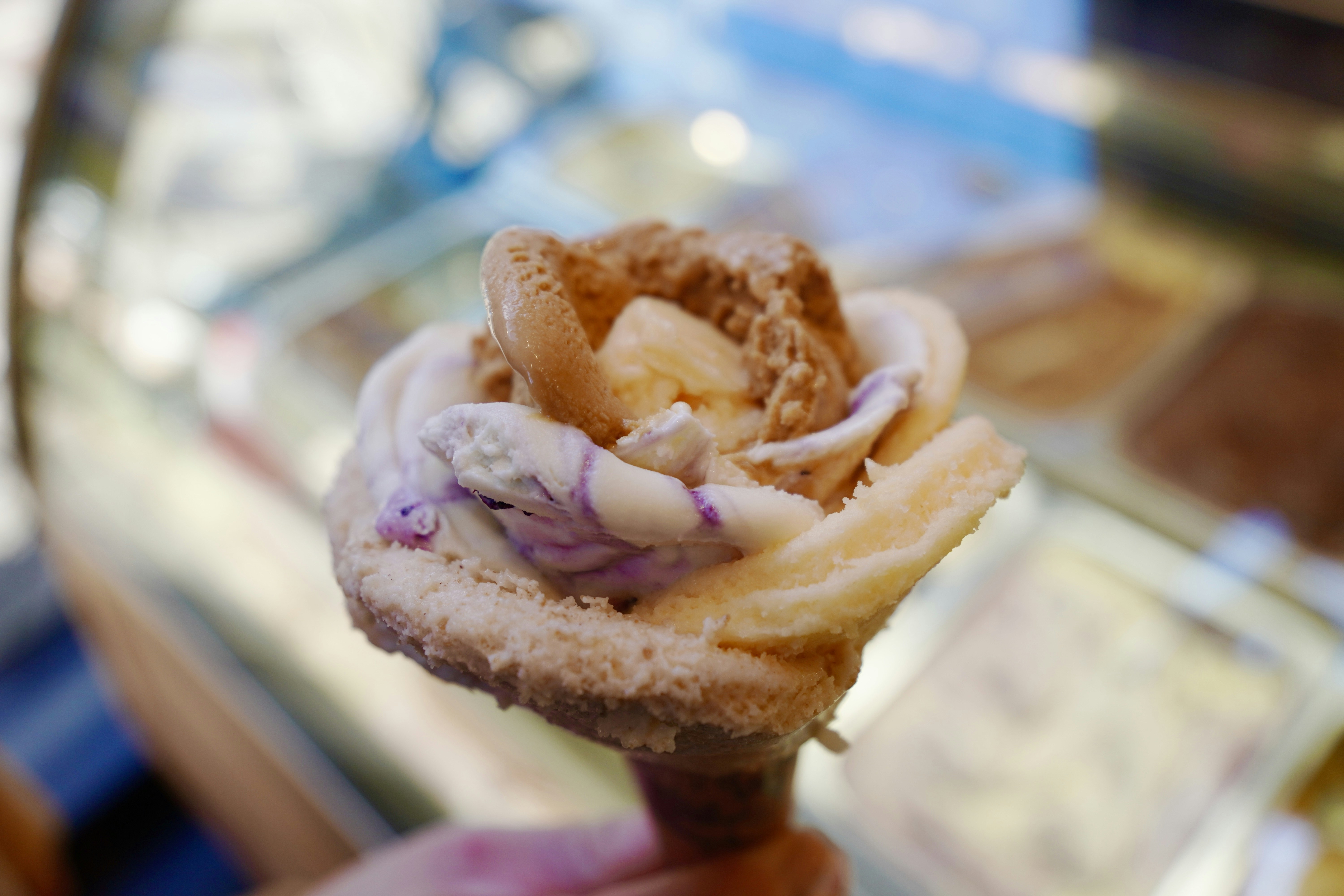 A beautifully crafted gelato cone from Amorino