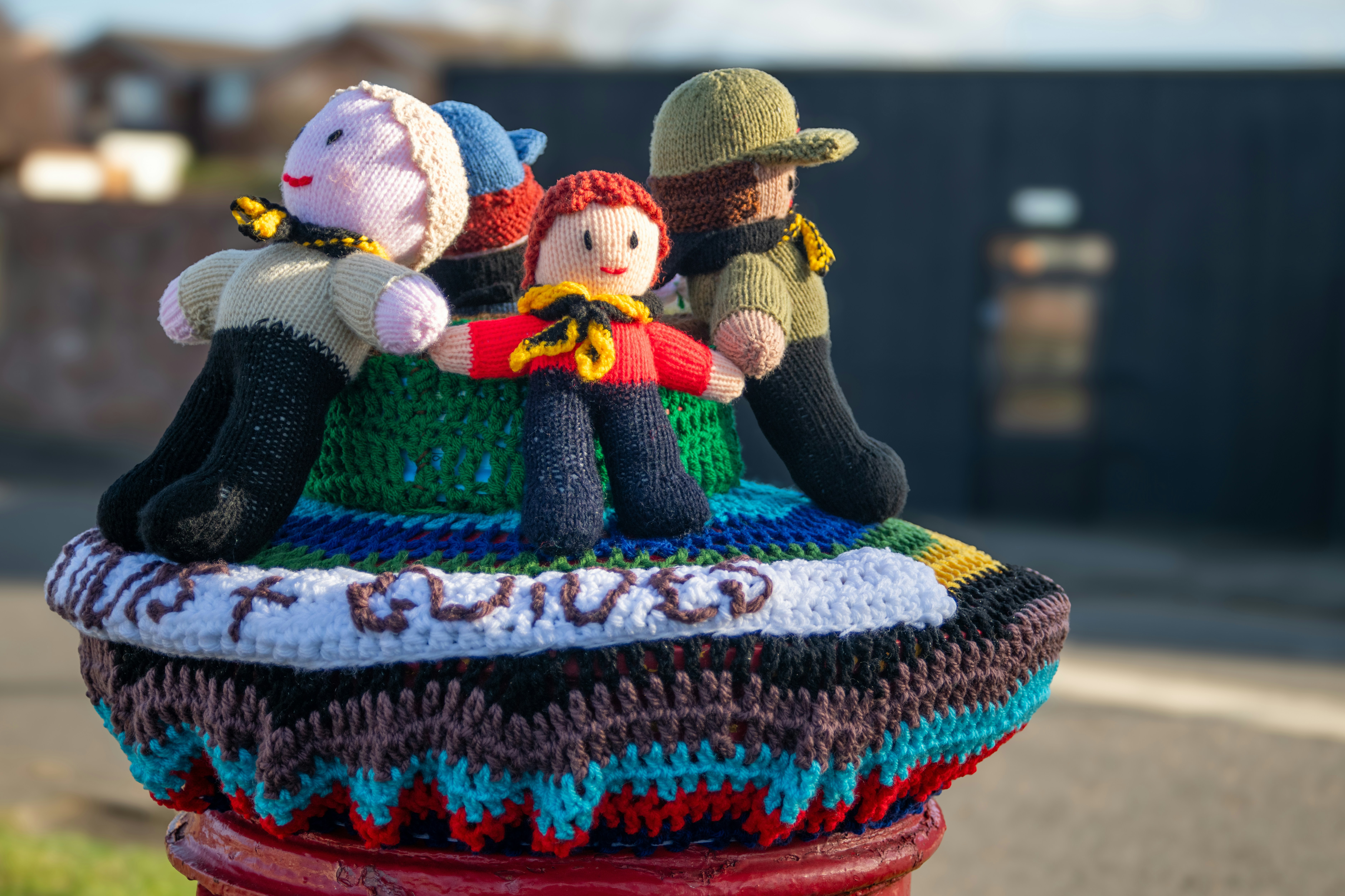 Yarn bomb art installation