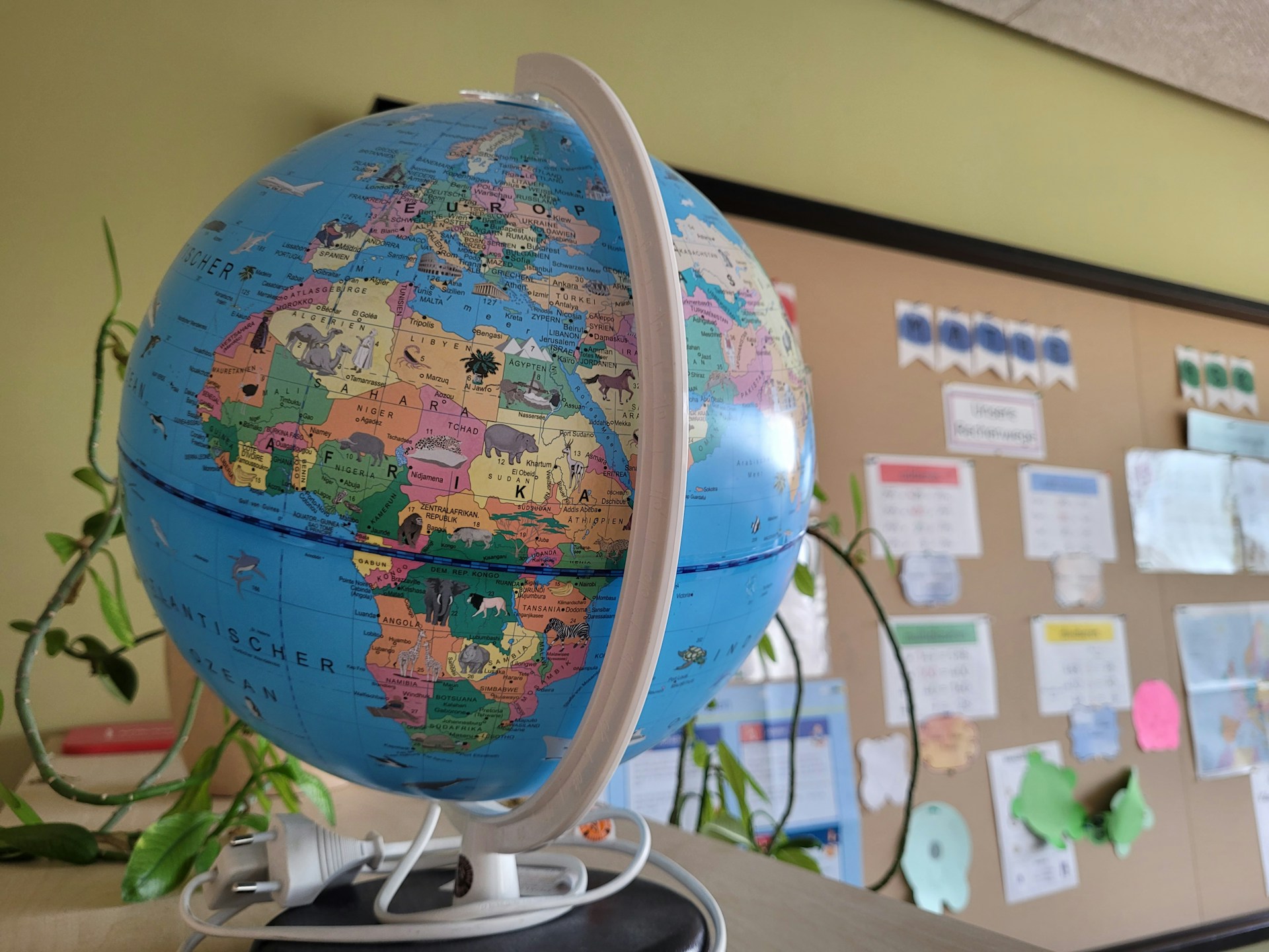A globe sitting on top of a desk