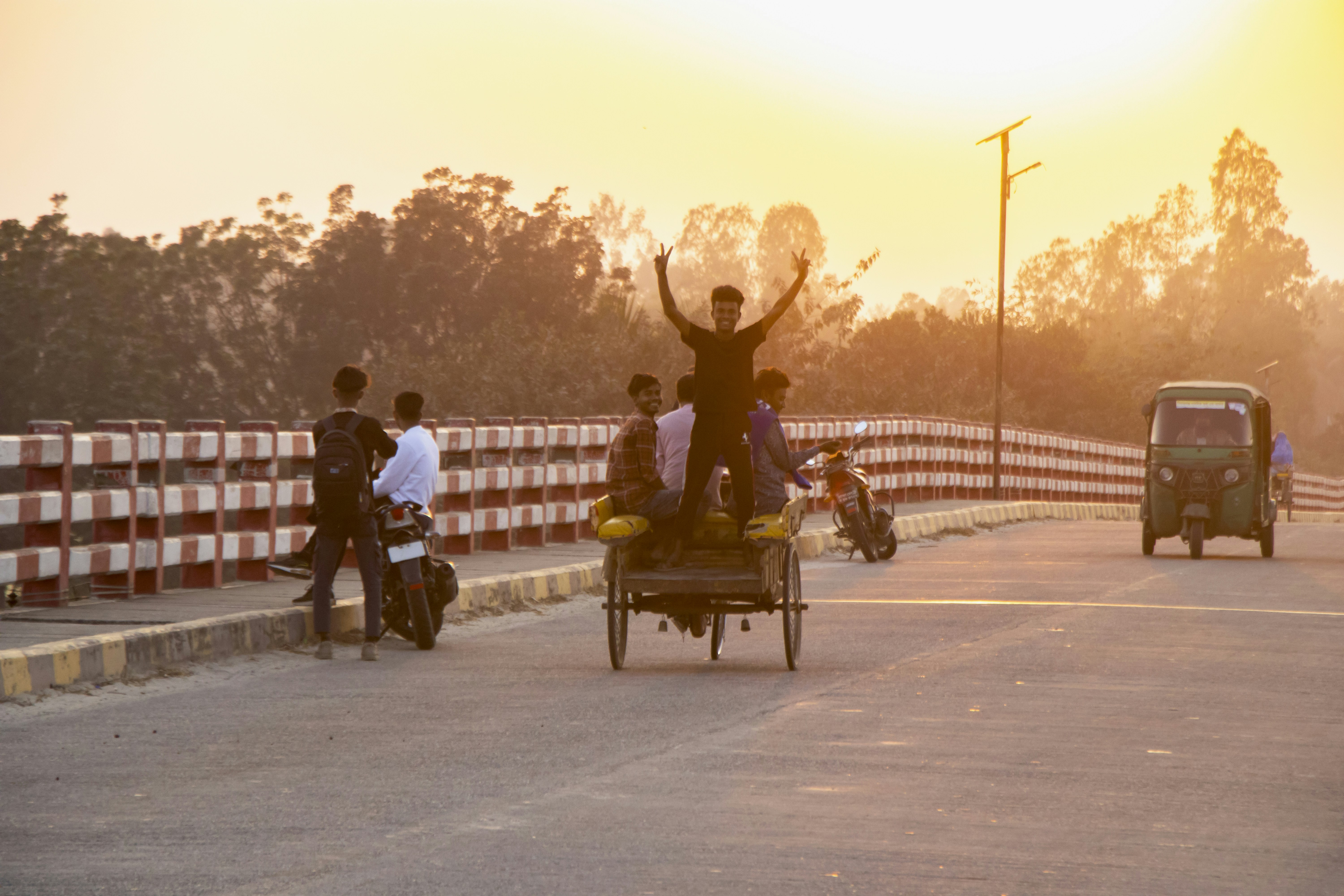 Friends on motorcycle