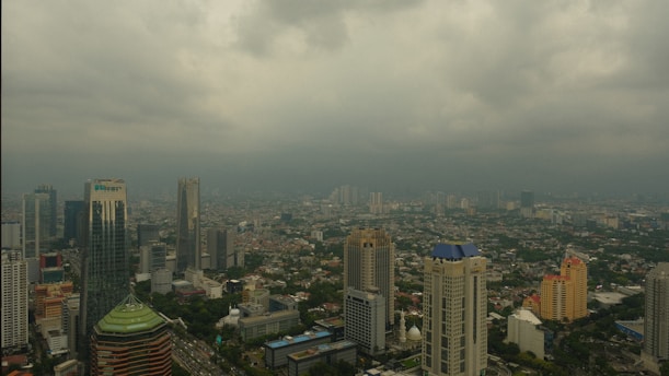 A view of a city from a tall building