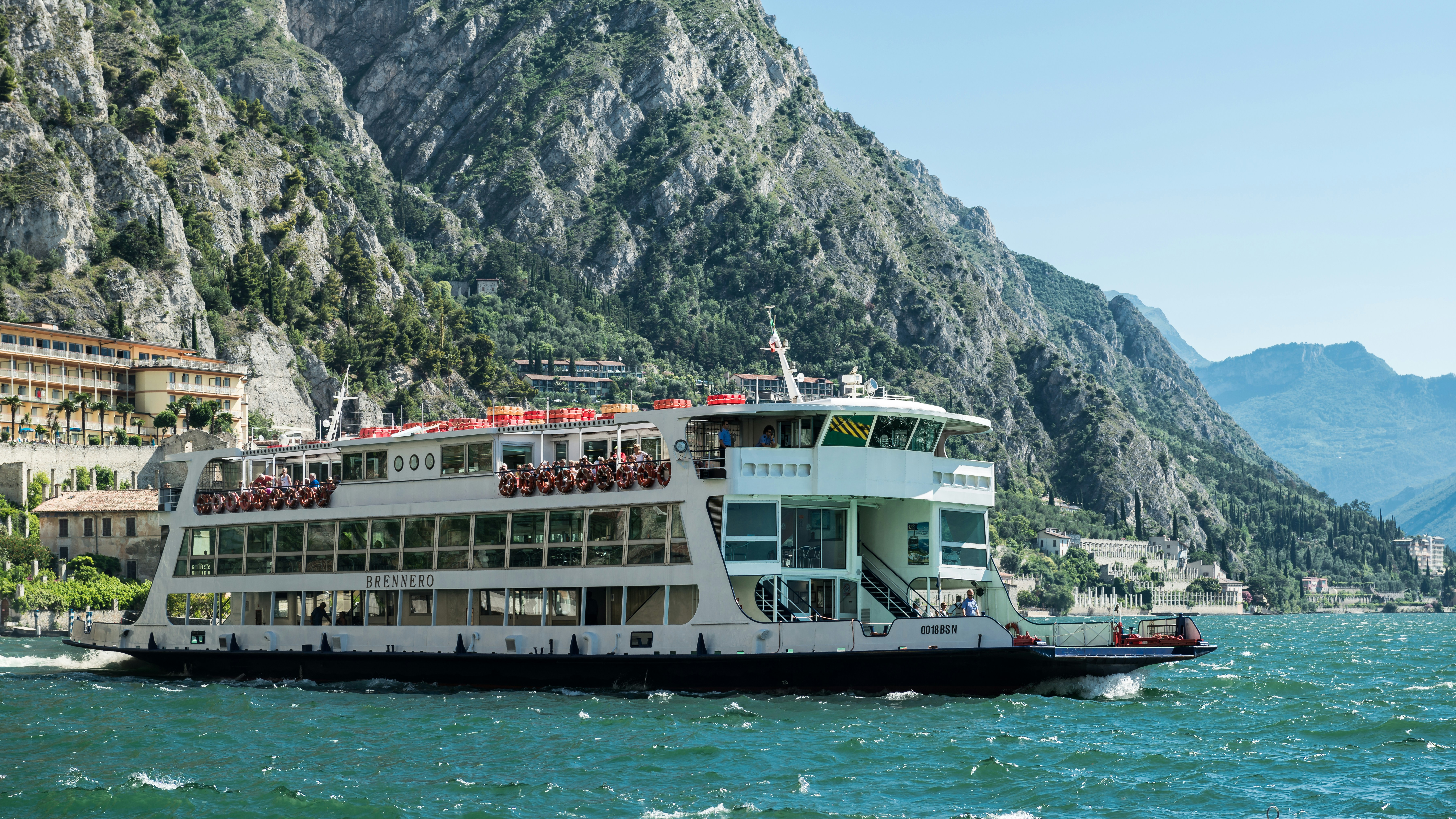 A large white boat on a body of water