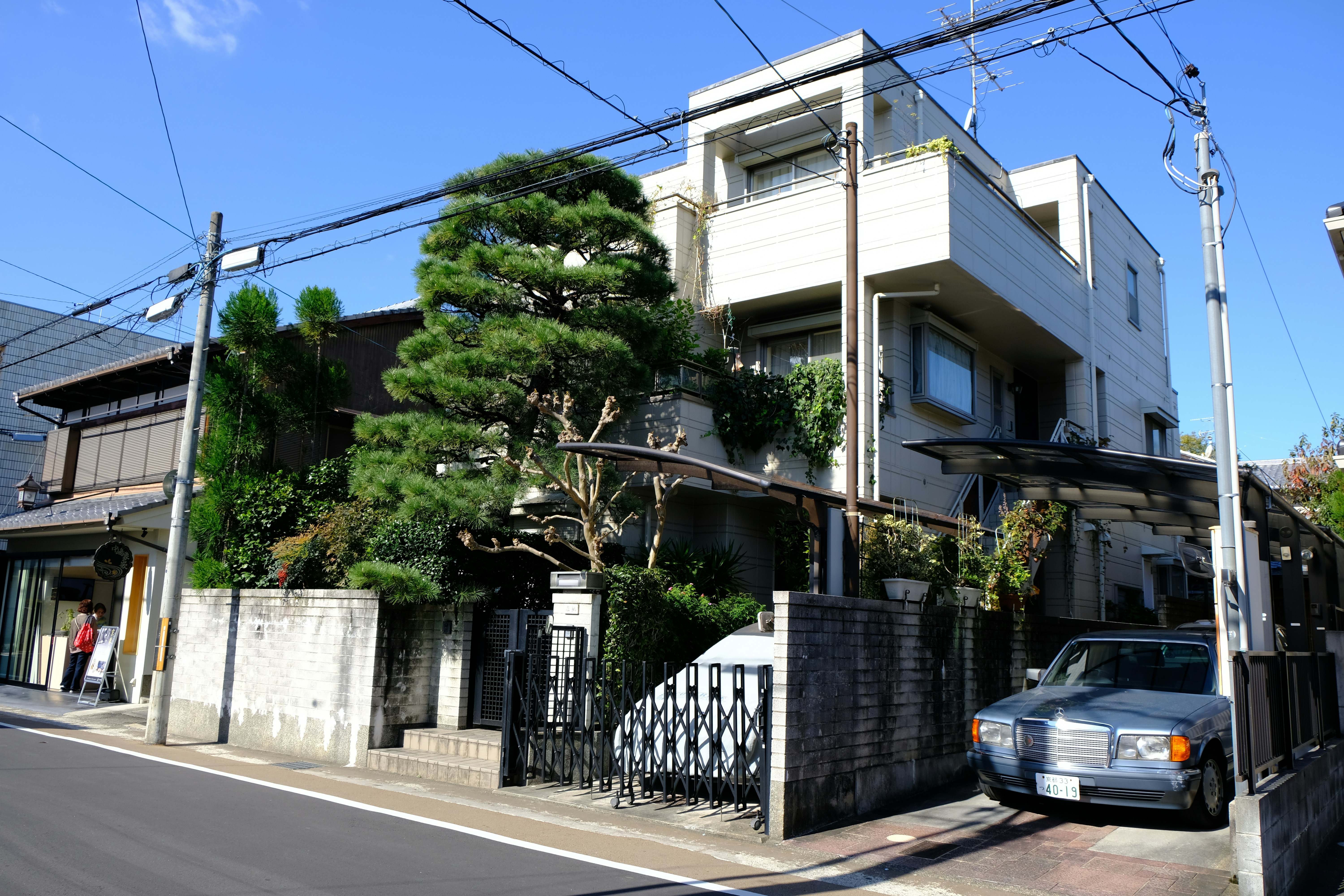 A car parked on the side of a street