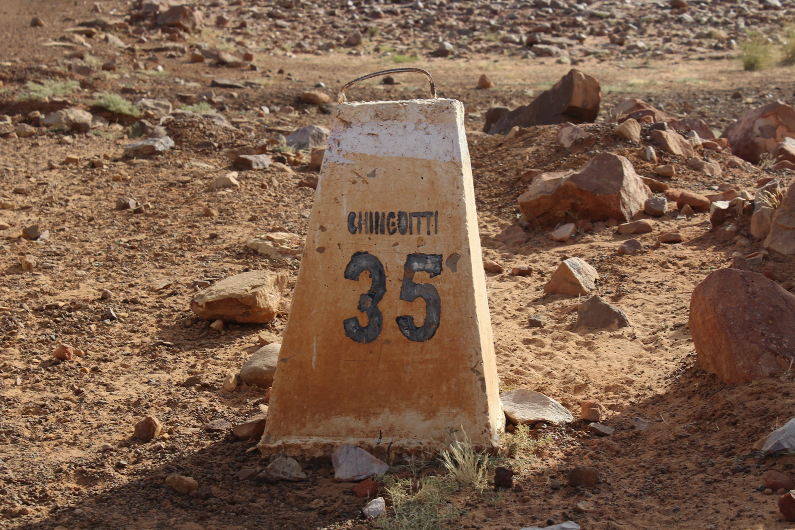 Chinguetti milestone in the Mauritanian desert