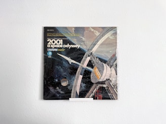 A picture of a space station on a wall