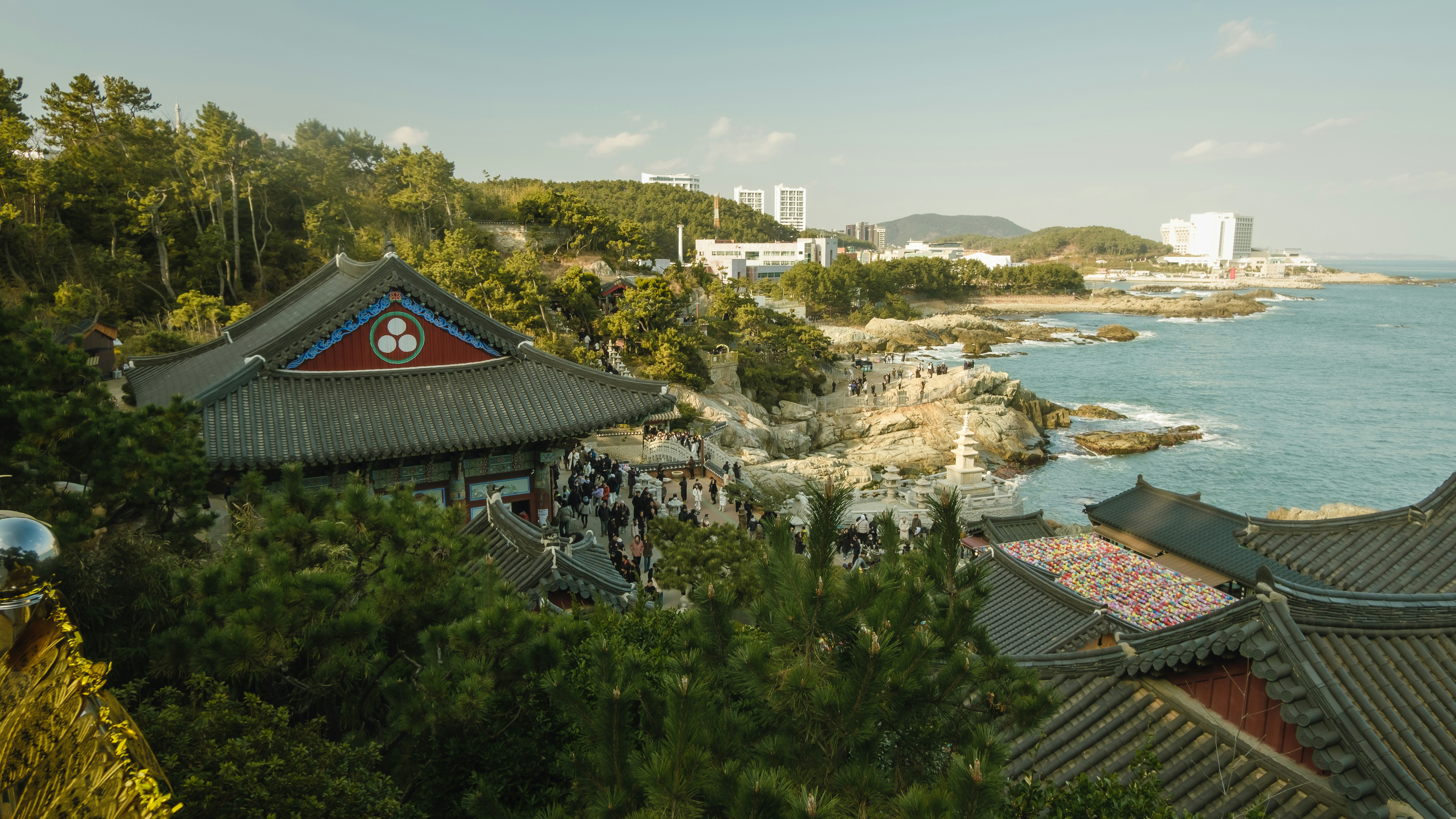 A view of a body of water from a hill