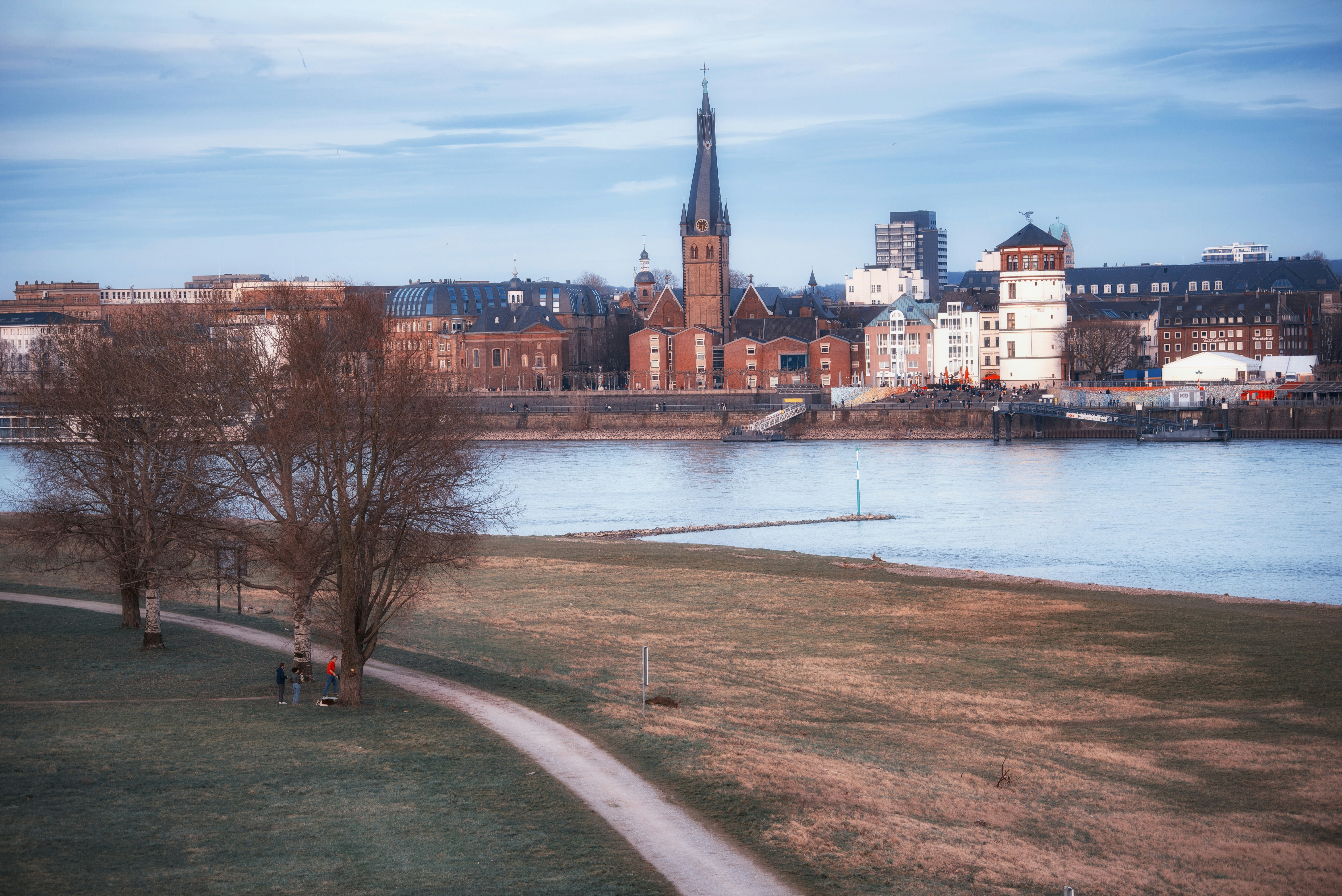 A view of a city with a river running through it