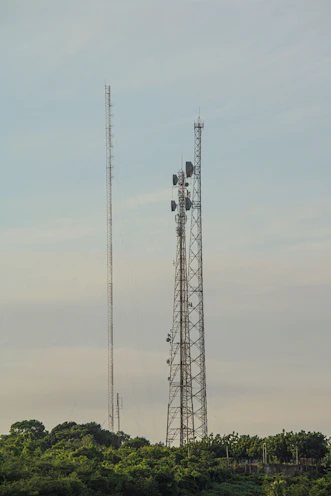 A cell phone tower in the middle of a field