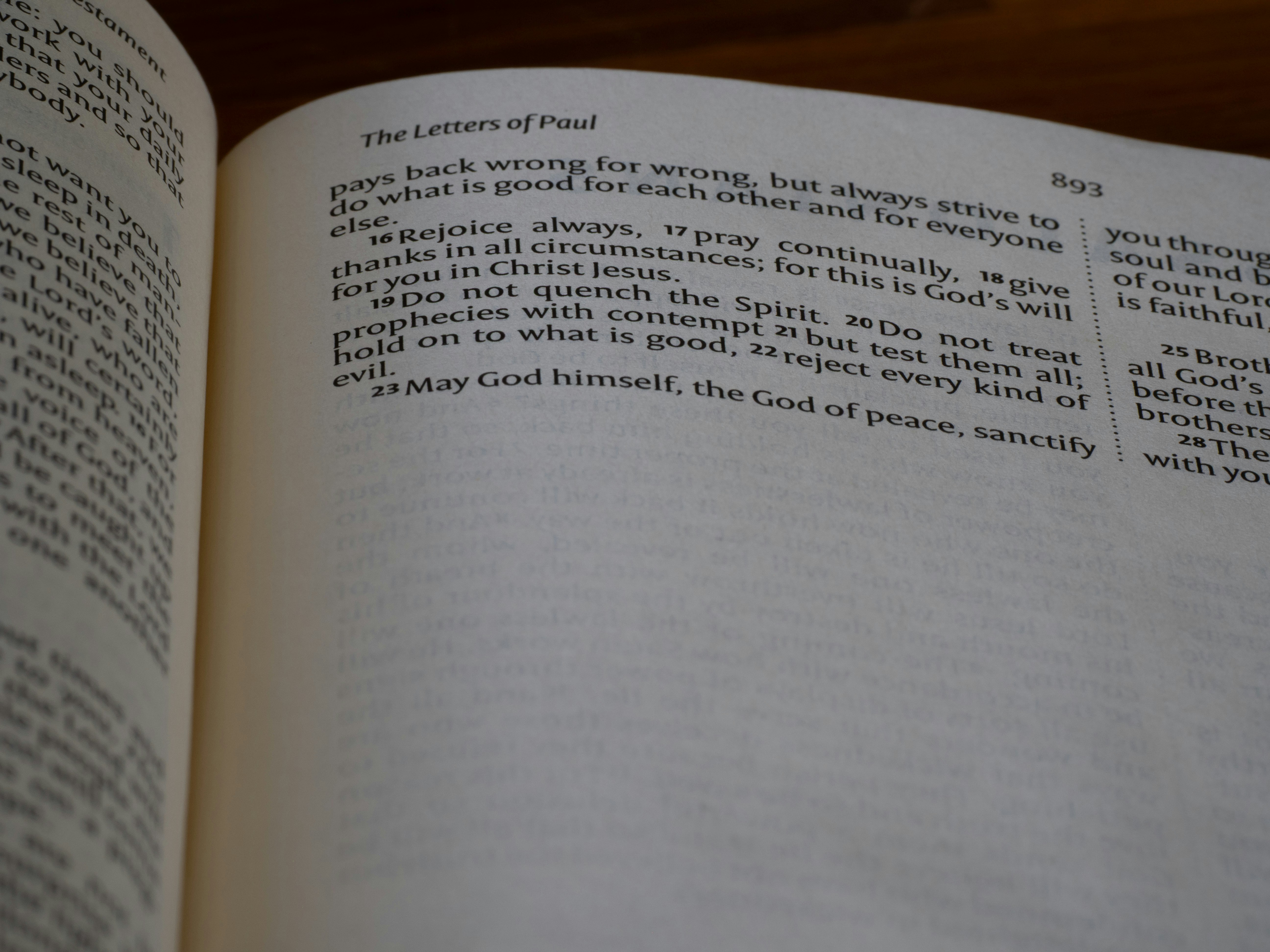 A close up of an open book on a table