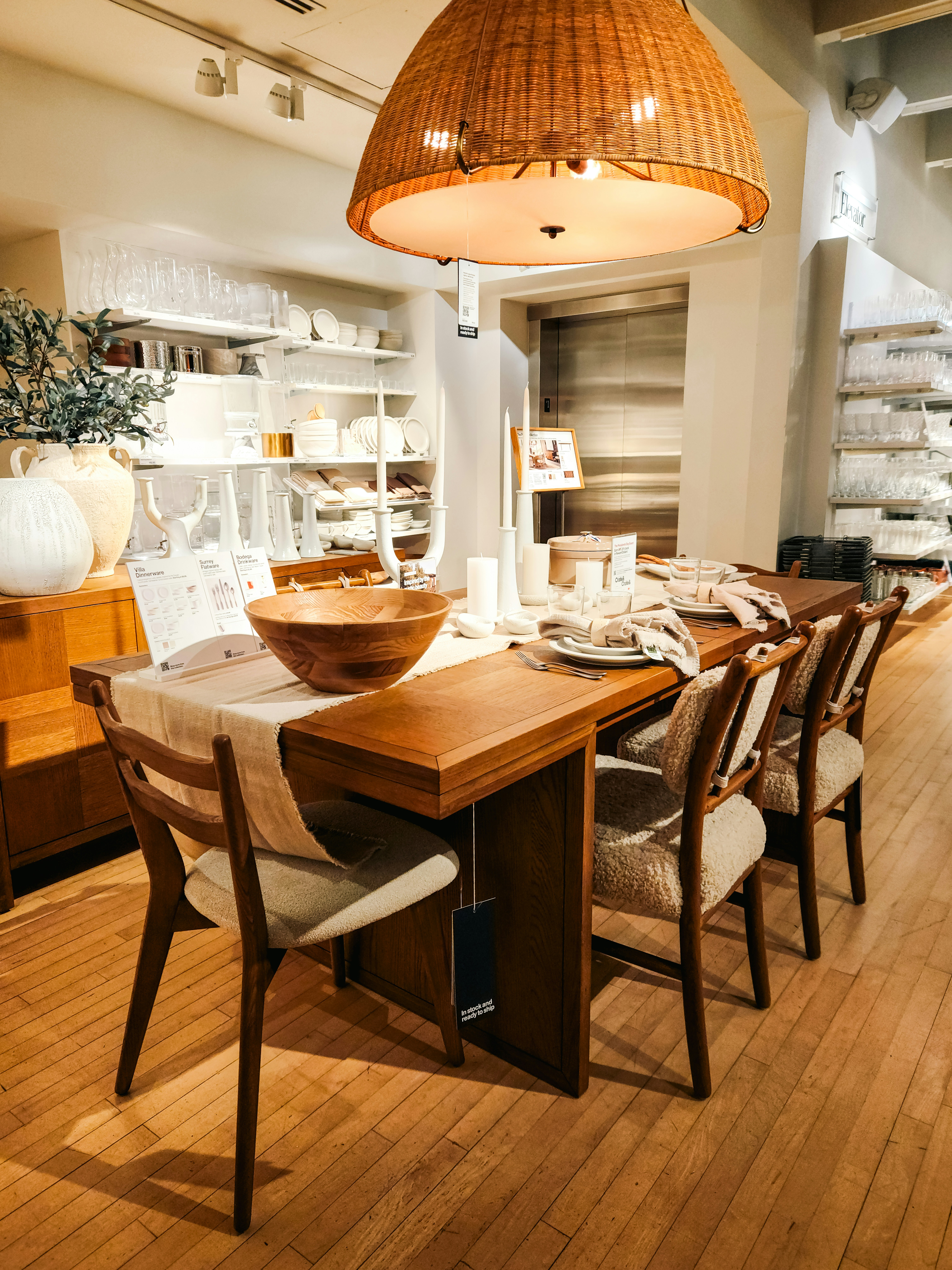 Dining area within the open space