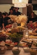 A festive table full of thanksgiving food.