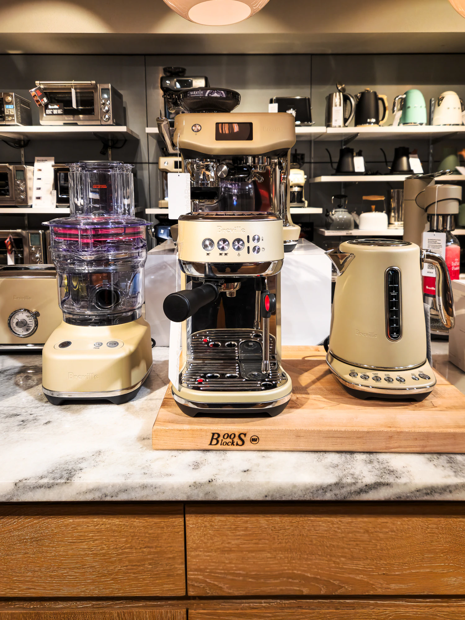 Modern countertop appliances arranged in a practical kitchen workspace