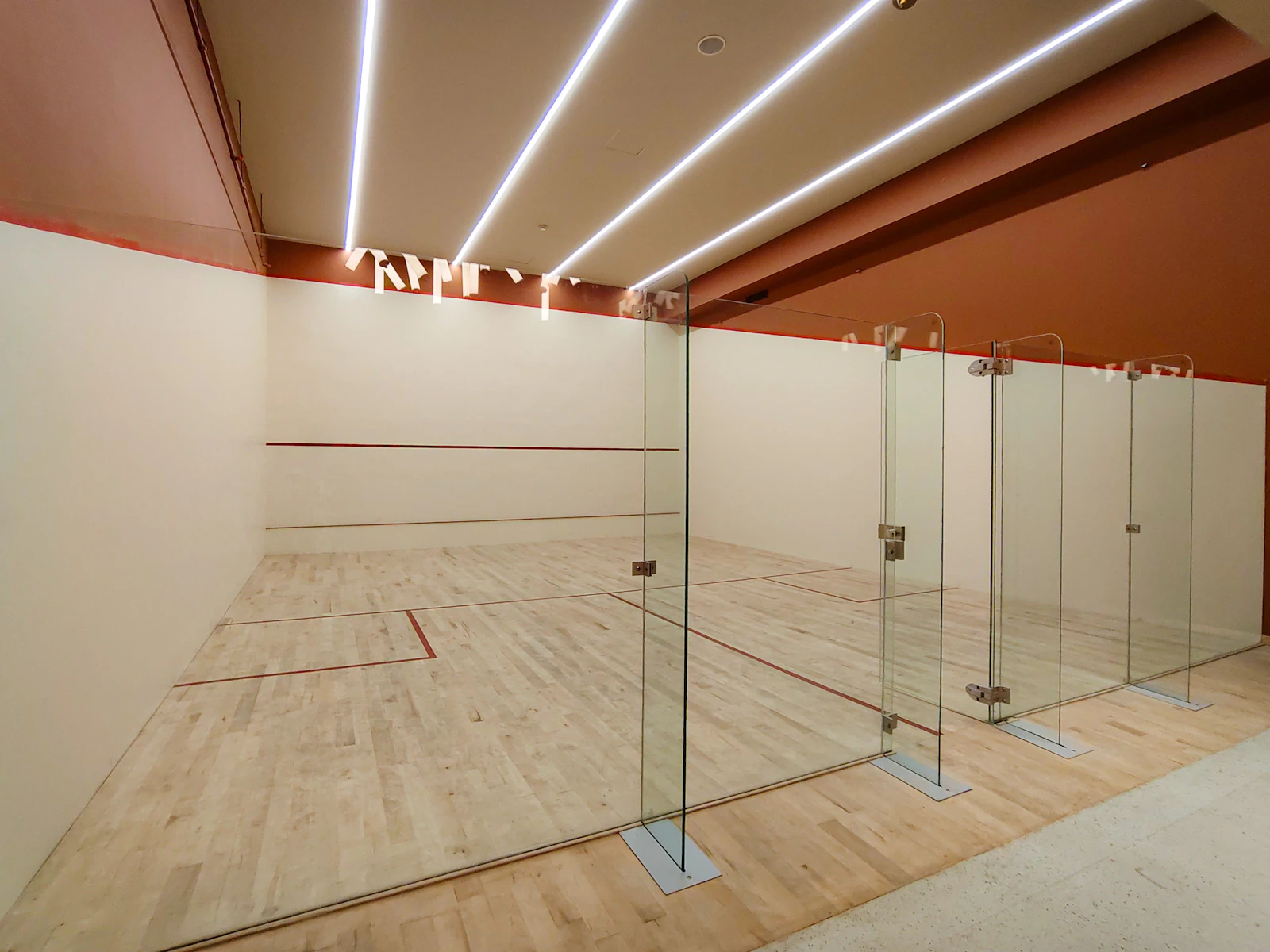 Squash court ready for a match