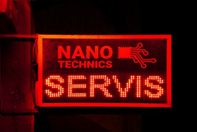 A sign for nano technics servis.