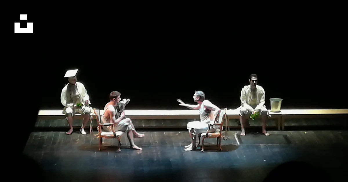 Actors perform a scene on a theater stage. photo – Free Man Image on ...