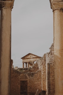 A couple of pillars that are in a building