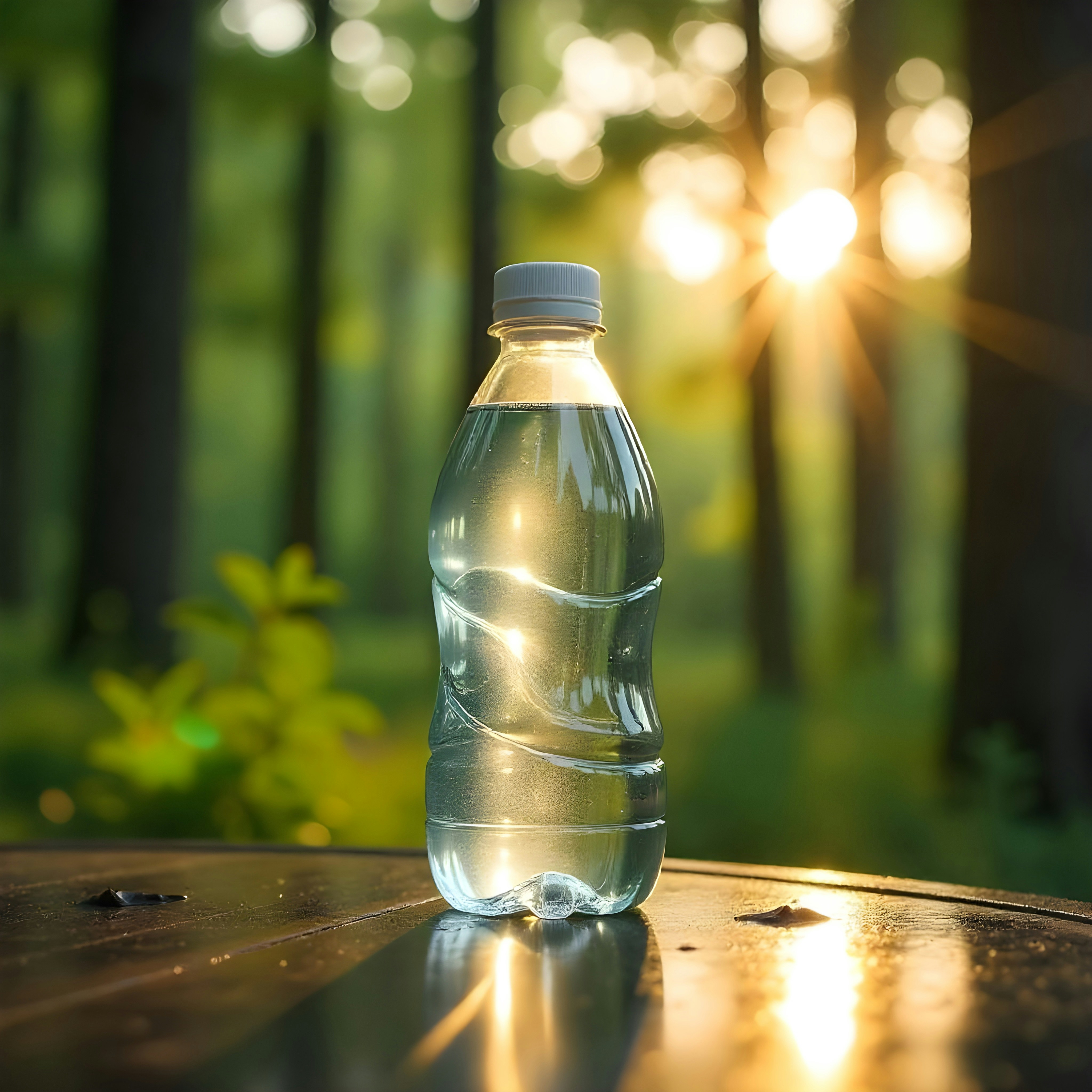 A bottle of water sitting on top of a table