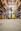 A yellow forklift in a large warehouse
