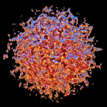 Abstract, colorful, and porous structure.