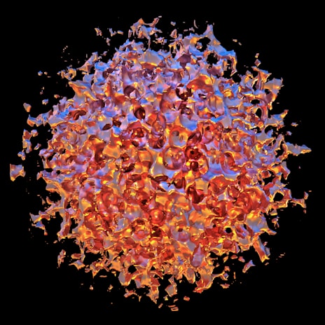 Abstract, colorful, and porous structure.