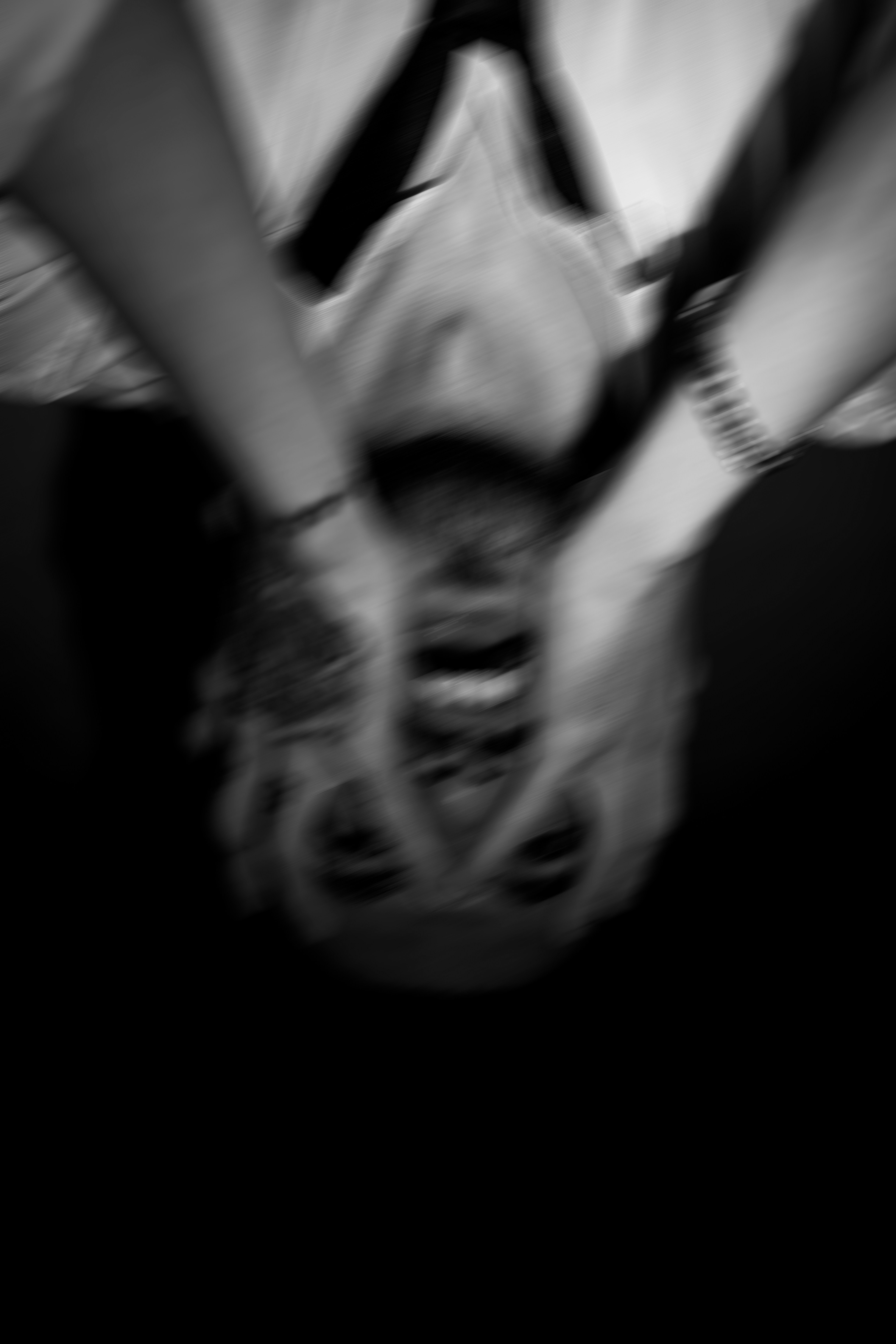 A frightened person is being held down.