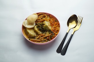 Delicious southeast asian noodles served in a bowl.