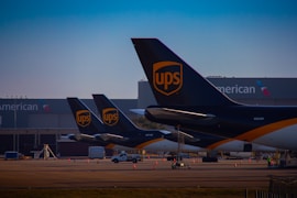 Ups planes parked at the airport.