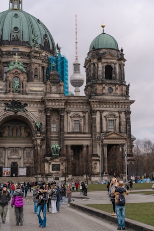 Berlin cathedral and television tower stand tall.