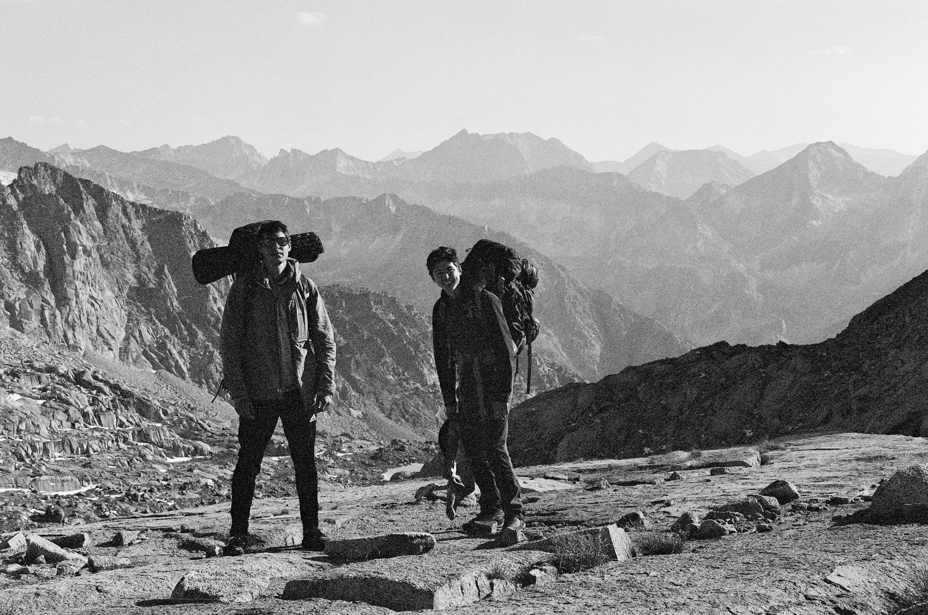 off-trail hiking around Bishop Pass, California in October 2021.