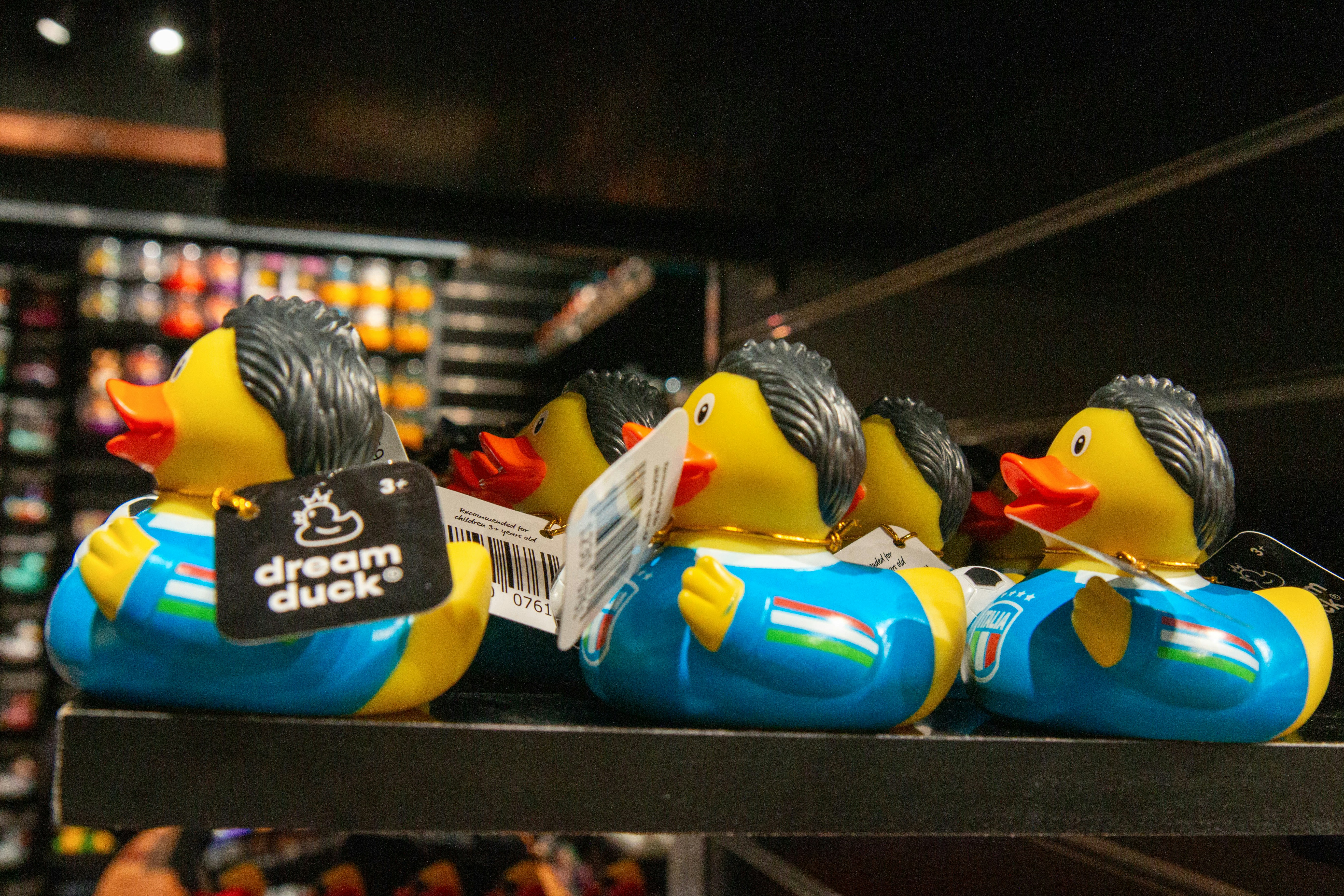 Dream duck rubber ducks are on display.