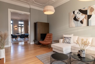 A stylish living room with modern decor.