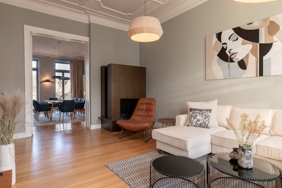 A stylish living room with modern decor.